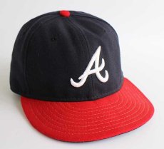 画像1: USA製 NEW ERA 59FIFTY MLB Atlanta Braves 刺繍 ツートン ベースボールキャップ 紺 7 (1)