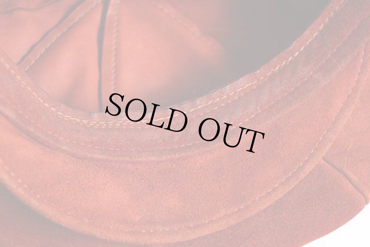 画像7: 70s UNKNOWN ビッグアップル スエードレザー キャスケット 赤茶 (7)