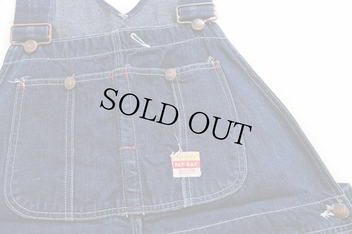 画像4: 50s USA製 PENNEY'S PAYDAY インディゴ デニム オーバーオール (4)