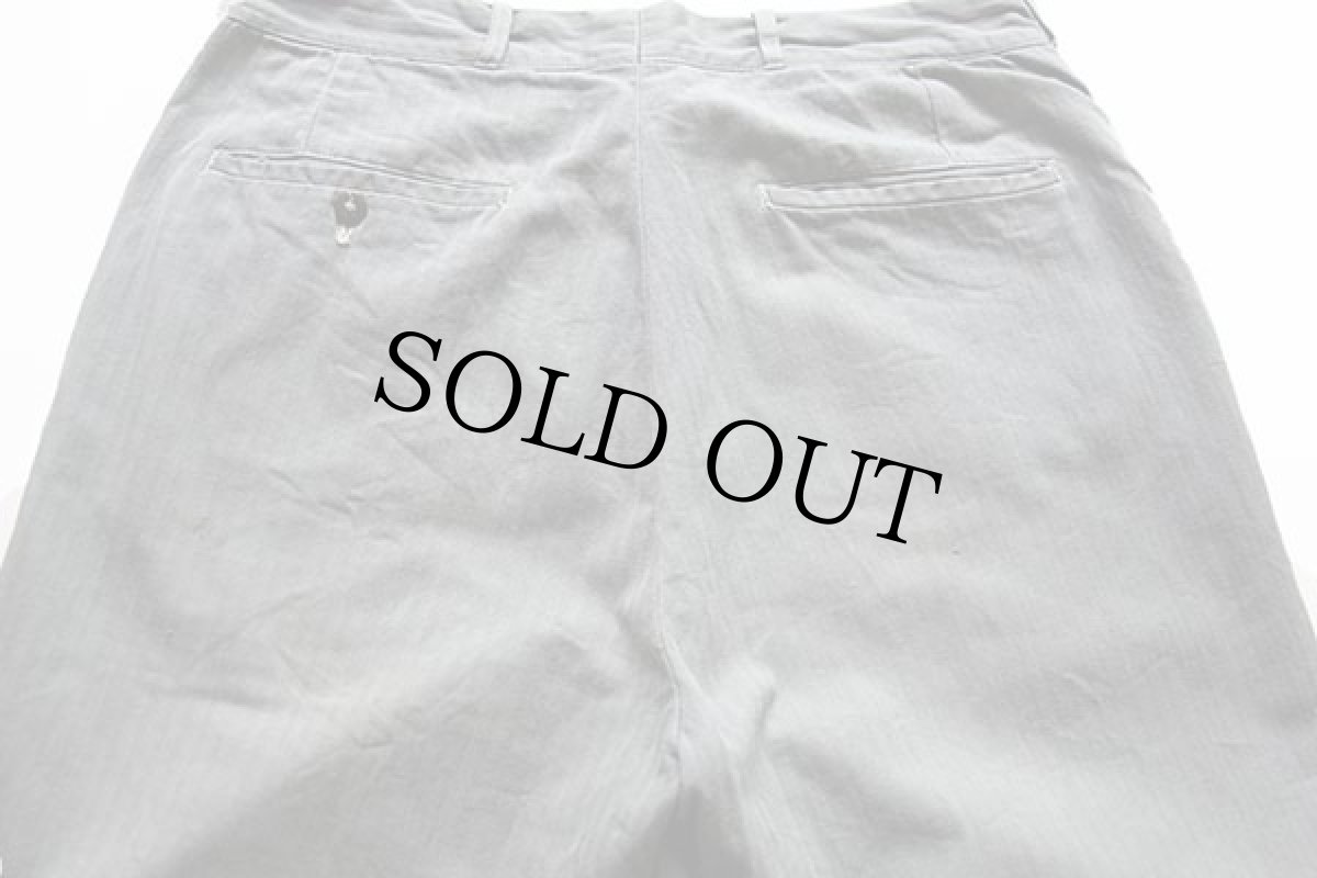 画像5: 40s UNKNOWN HBT ヘリンボーンツイル ワークパンツ グリーングレー w32 (5)