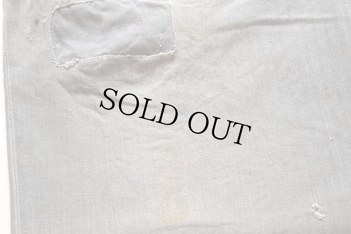 画像10: 50s Master Garment パッチワーク リペア HBT ヘリンボーンツイル ワークパンツ ボロ グレー W34 (10)