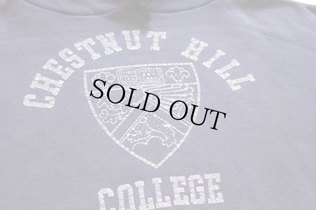 画像3: 50s CHESTNUT HILL COLLEGE コットン スウェットパーカー ナス紺 フェード (3)