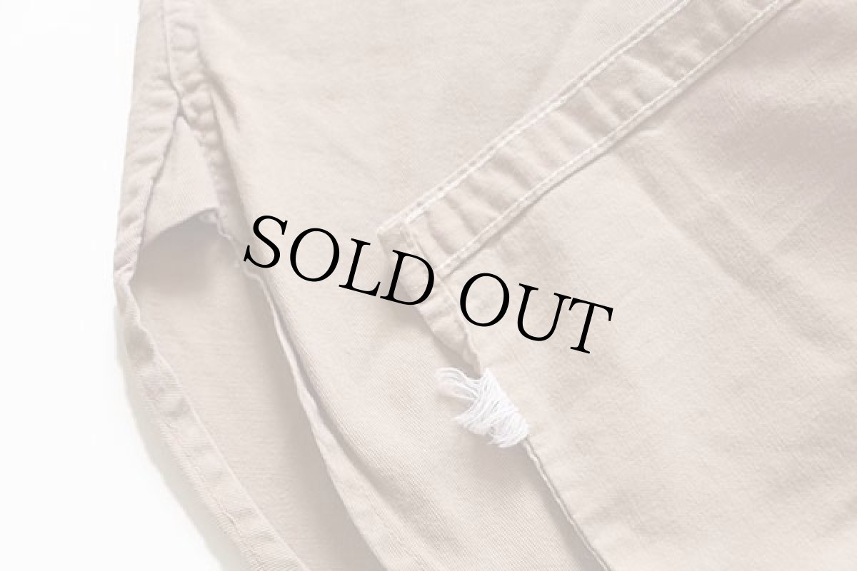 画像5: 40s USA製 Leeリー マチ付き コットンポプリン ワークシャツ カーキ 14.5 L (5)