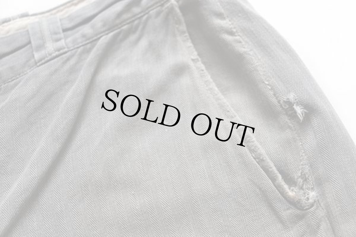 画像8: 50s Master Garment パッチワーク リペア HBT ヘリンボーンツイル ワークパンツ ボロ グレー W34 (8)