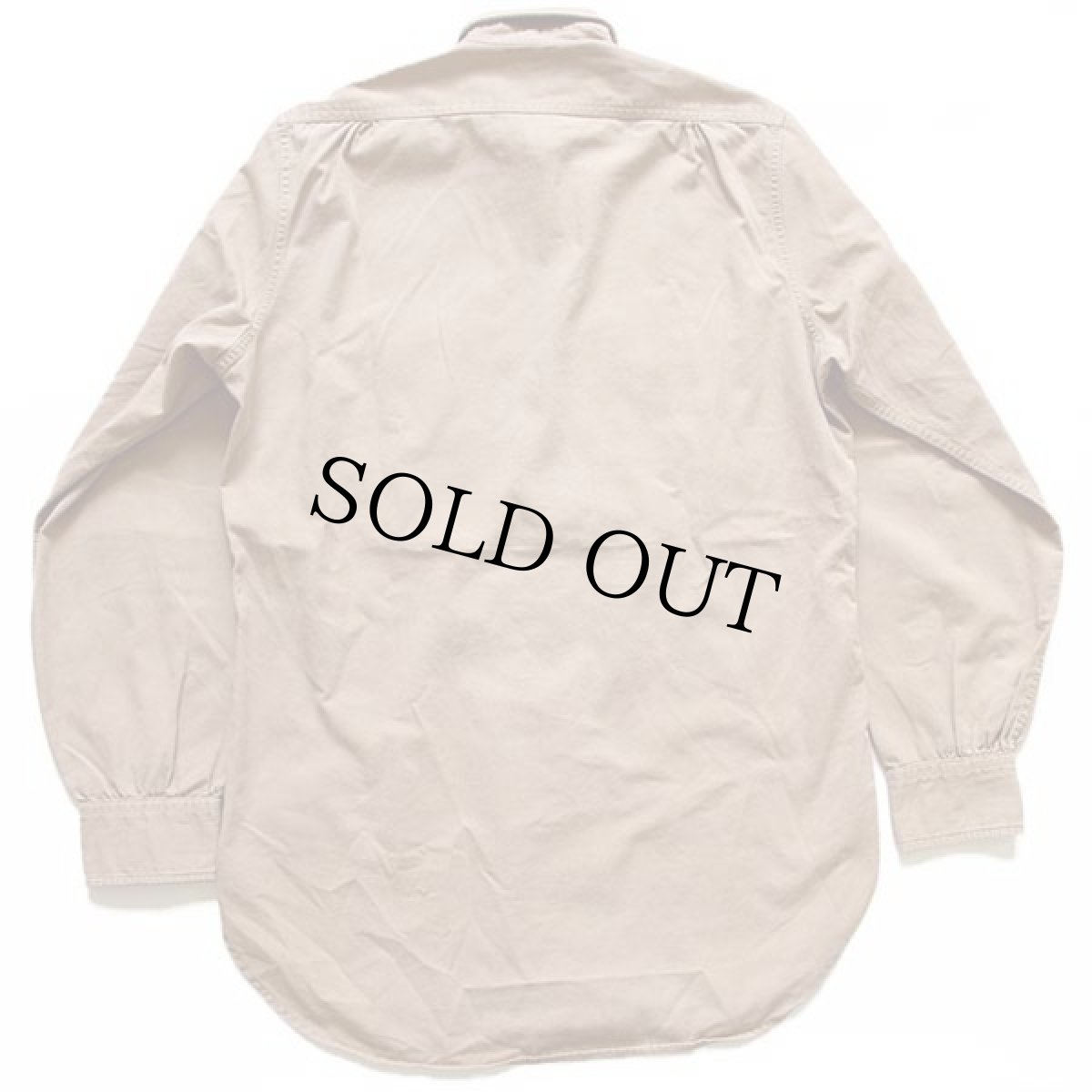 画像2: 40s USA製 Leeリー マチ付き コットンポプリン ワークシャツ カーキ 14.5 L (2)