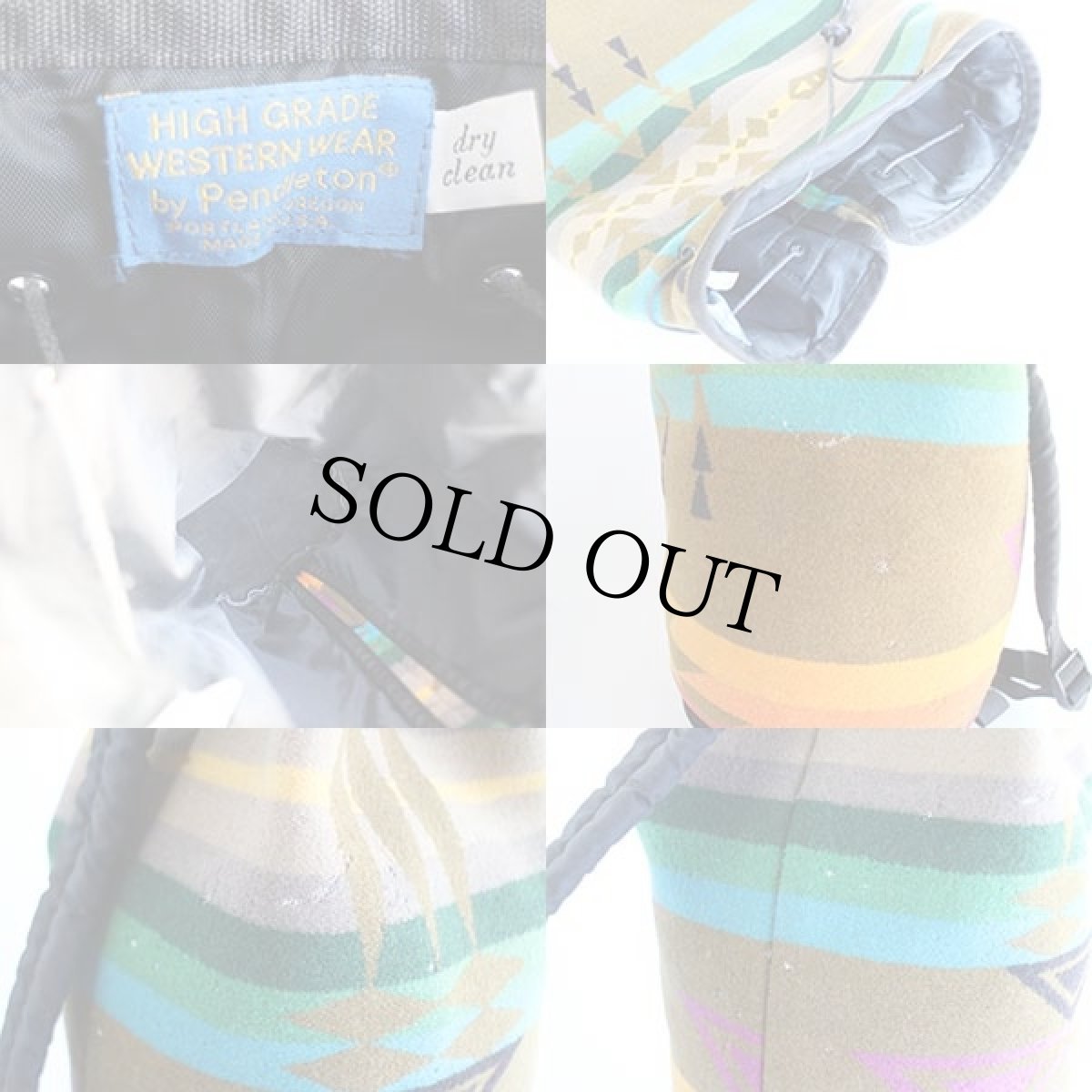 画像5: 80s USA製 PENDLETONペンドルトン ネイティブ柄 ボトムレザー ウール ブランケット ワンショルダーバッグ (5)