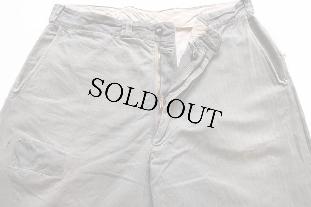 画像4: 50s Master Garment パッチワーク リペア HBT ヘリンボーンツイル ワークパンツ ボロ グレー W34 (4)