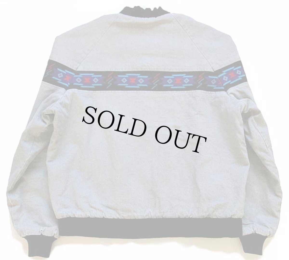 画像2: 80s USA製 David James ネイティブ柄 ブランケットライナー デニムジャケット グレー L (2)