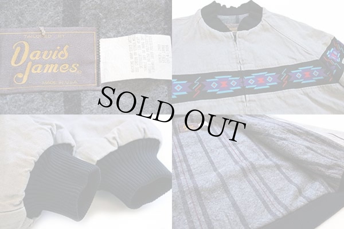 画像3: 80s USA製 David James ネイティブ柄 ブランケットライナー デニムジャケット グレー L (3)