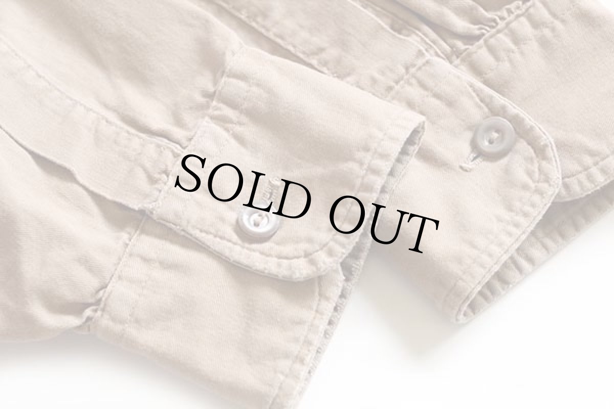 画像6: 40s USA製 Leeリー マチ付き コットンポプリン ワークシャツ カーキ 14.5 L (6)