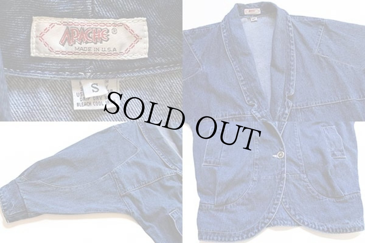 画像3: 90s USA製 APACHE ドルマンスリーブ ロング デニムジャケット S (3)