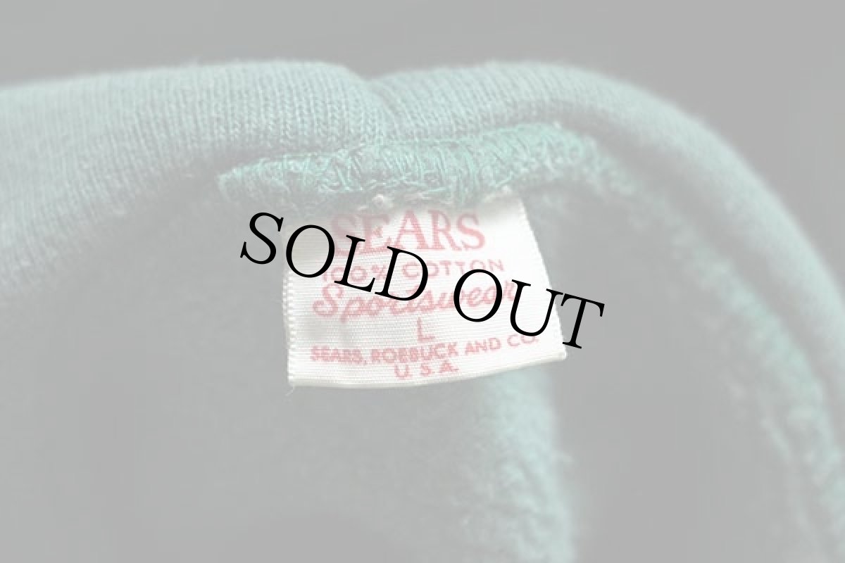 画像4: 50s SEARS 無地 コットン スウェットパーカー 緑 フェード L (4)