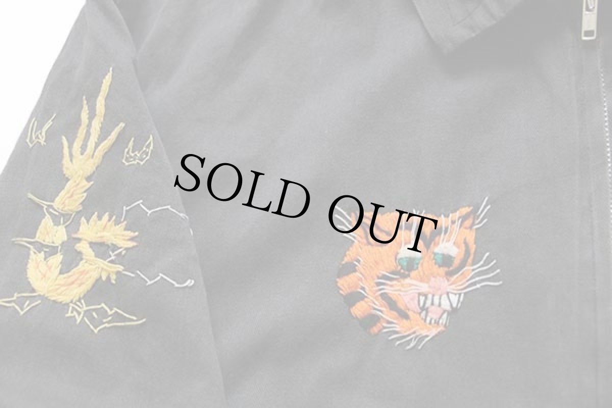 画像5: 60s QUINHON タイガー ドラゴン刺繍 ベトジャン 黒 フェード (5)