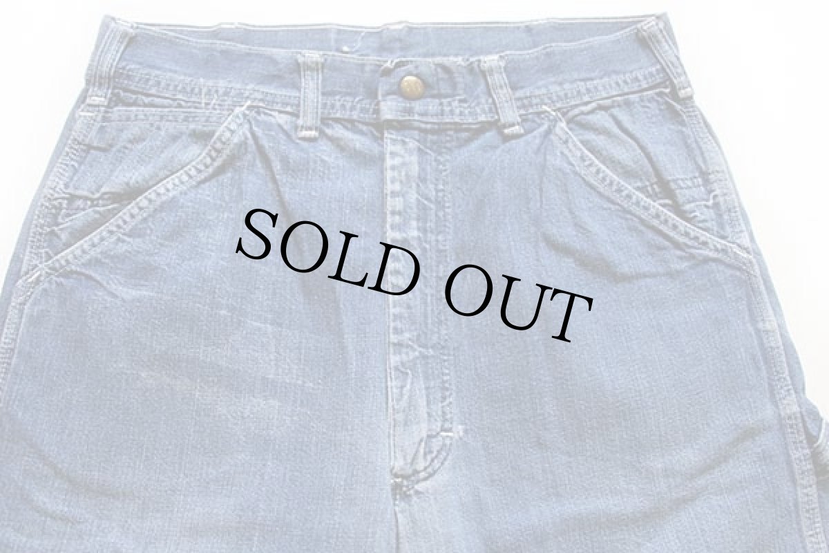 画像4: 70s Leeリー インディゴ デニム ペインターパンツ w31 (4)