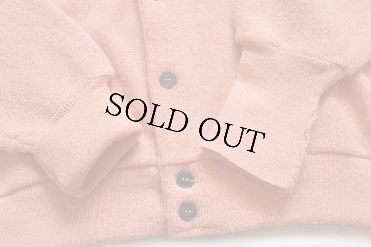 画像4: 70s USA製 IZOD LACOSTE ラコステ ワンポイント アクリルニット カーディガン サーモンピンク L (4)