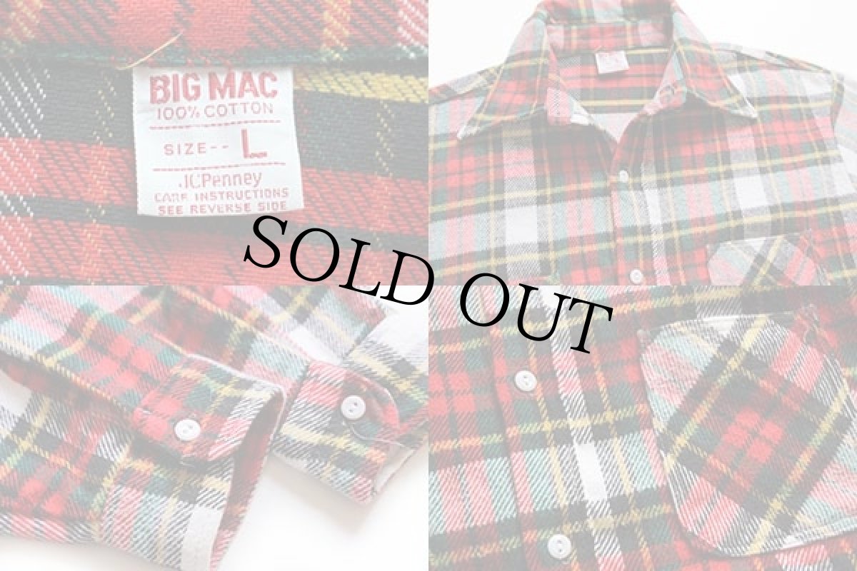 画像3: 70s JCPenney BIGMACビッグマック タータンチェック コットン フランネルシャツ L (3)