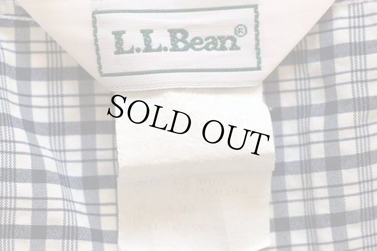 画像4: 90s USA製 L.L.Bean チェック ナイロン アノラックパーカー 白×紺 M (4)