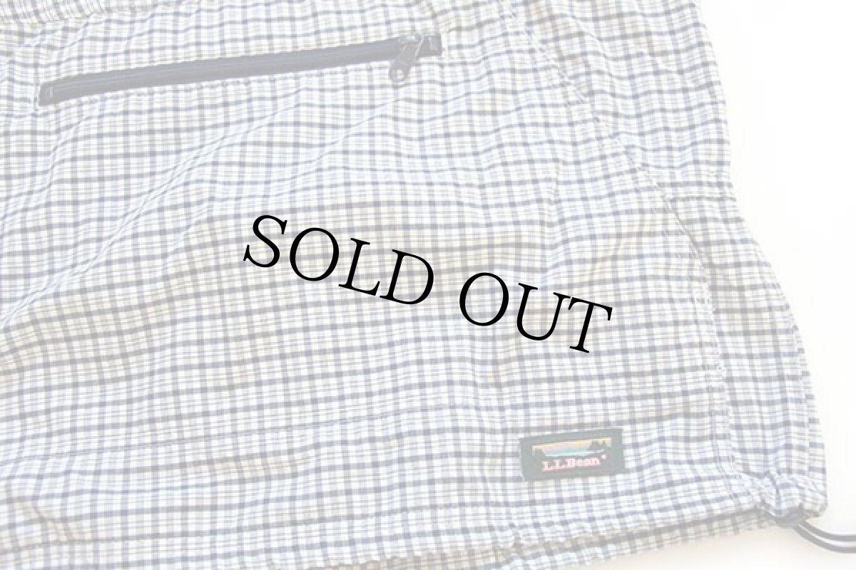 画像5: 90s USA製 L.L.Bean チェック ナイロン アノラックパーカー 白×紺 M (5)