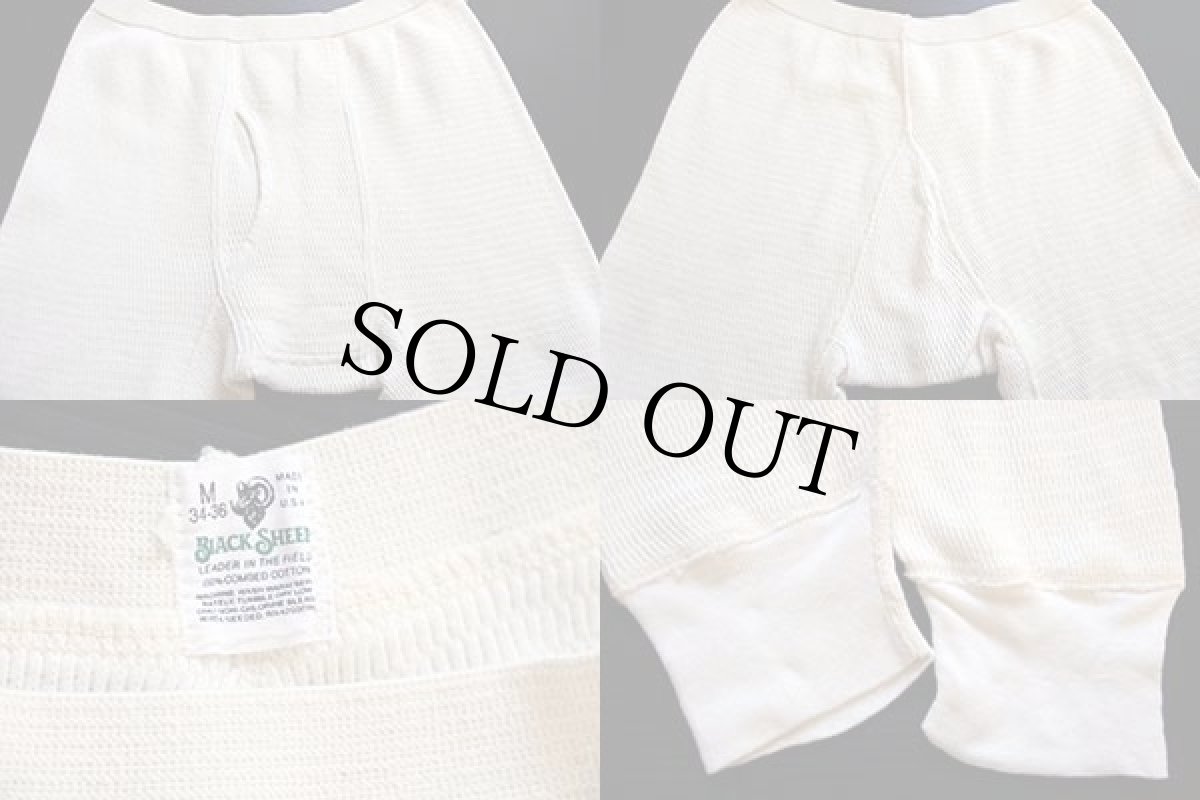 画像4: 80s USA製 BLACK SHEEP コットン サーマルパンツ ナチュラル M (4)