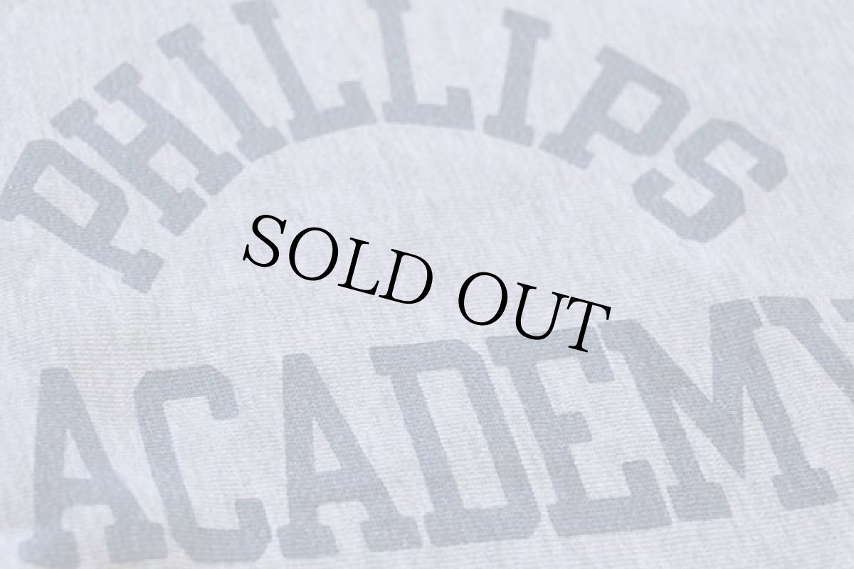 画像4: 70s USA製 Championチャンピオン 単色タグ PHILLIPS ACADEMY 染み込みプリント リバースウィーブ スウェット 杢グレー M (4)