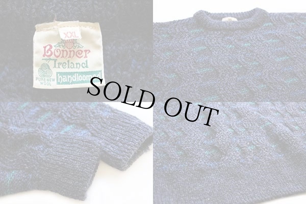画像3: アイルランド製 Bonner 編み柄 ウール ハンドニット セーター XXL (3)