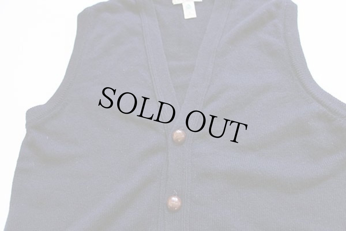 画像3: 90s アイルランド製 L.L.Bean ラムウールニット ベスト カーディガン 紺 S (3)