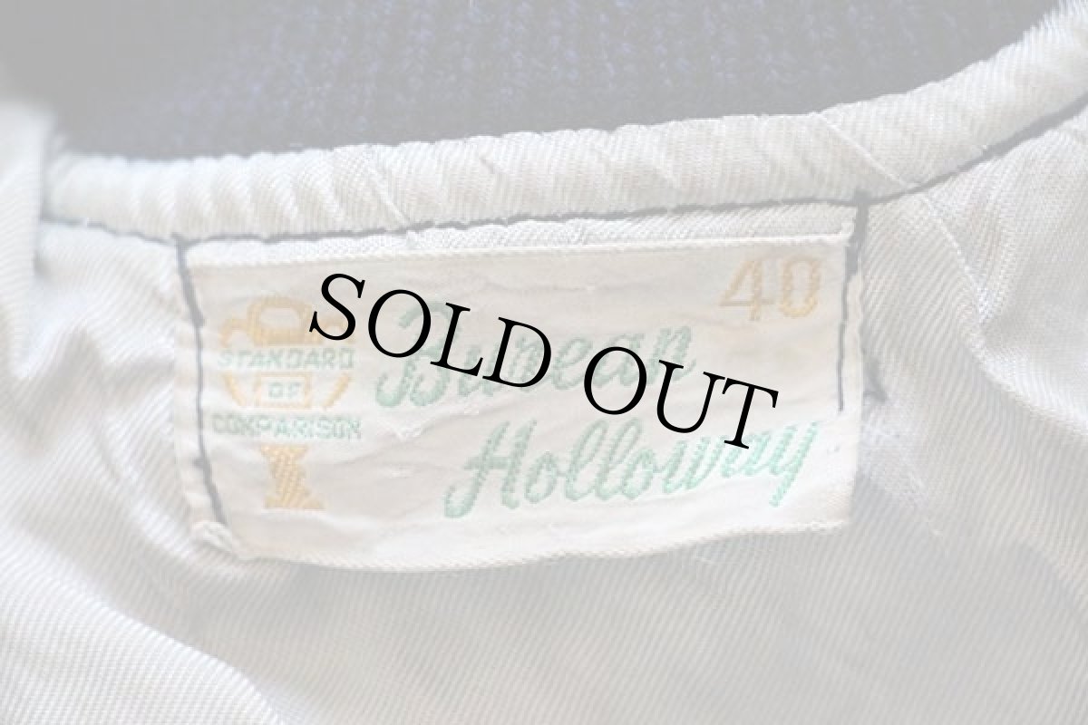 画像4: 60s Burean Holloway パッチ付き メルトン ウール スタジャン ナス紺 40 (4)