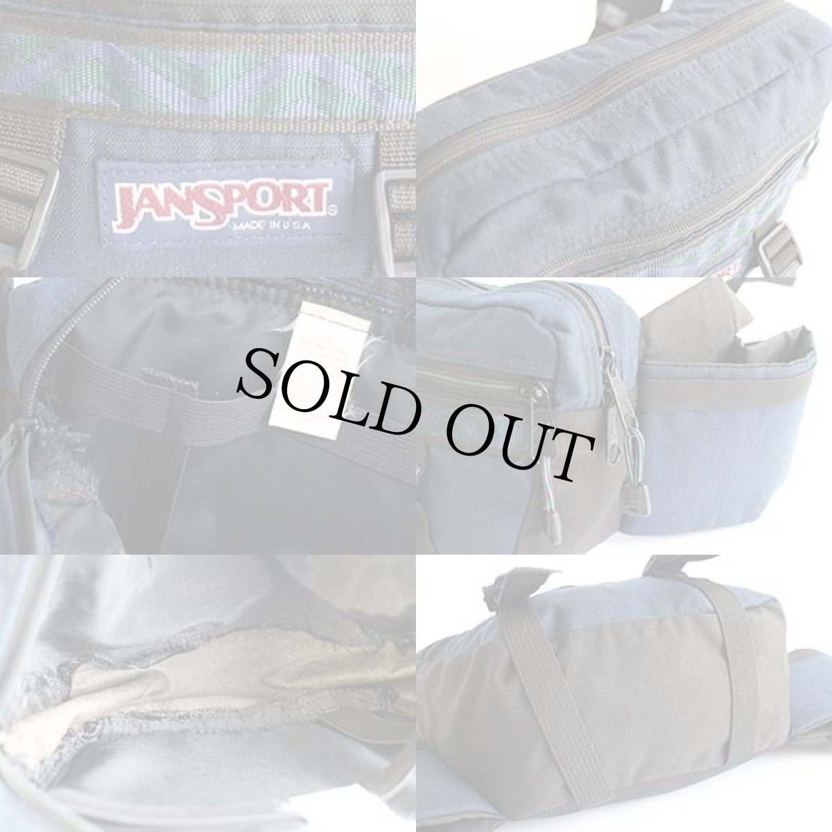 画像5: 90s USA製 JANSPORTジャンスポーツ チロリアンテープ ナイロン ボトルホルダー ウエストバッグ 紺×黒 (5)