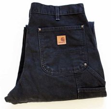 画像1: メキシコ製 carharttカーハート ダブルニー ダック地 ペインターパンツ 黒 w34 (1)