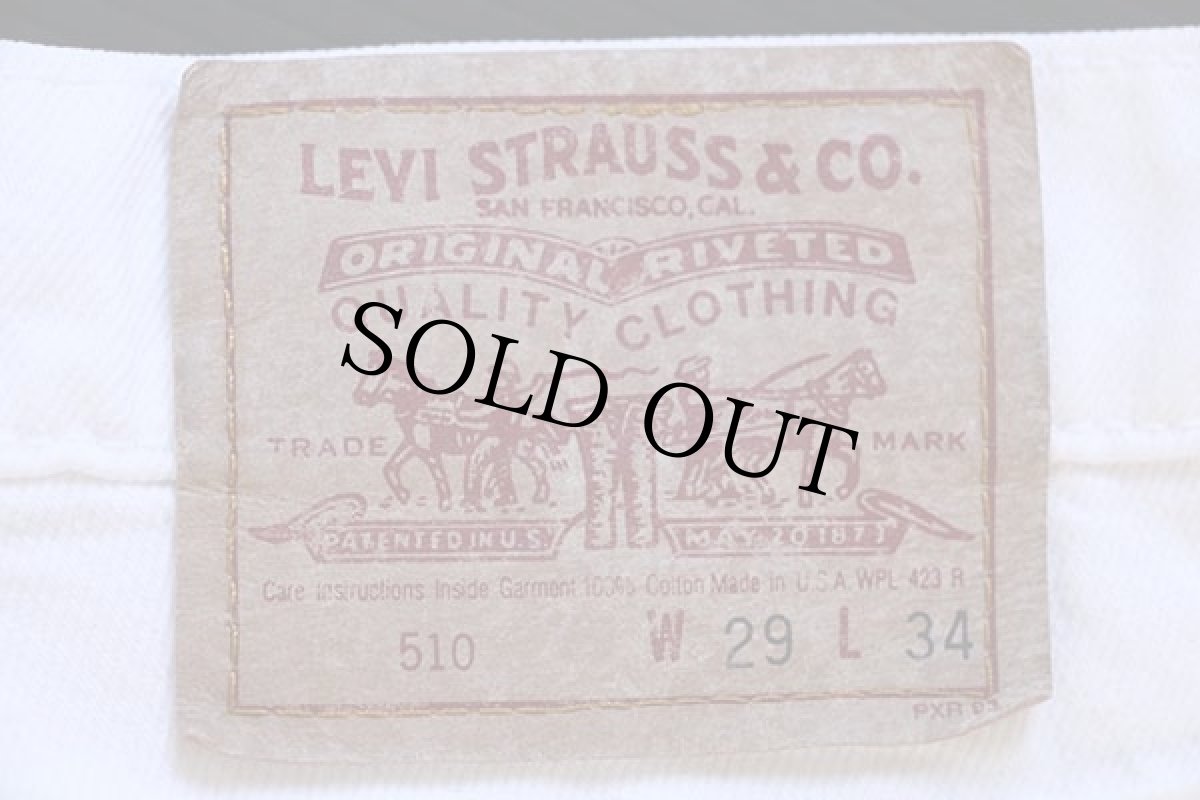 画像6: 90s USA製 Levi'sリーバイス 510 ホワイト デニムパンツ w29 (6)