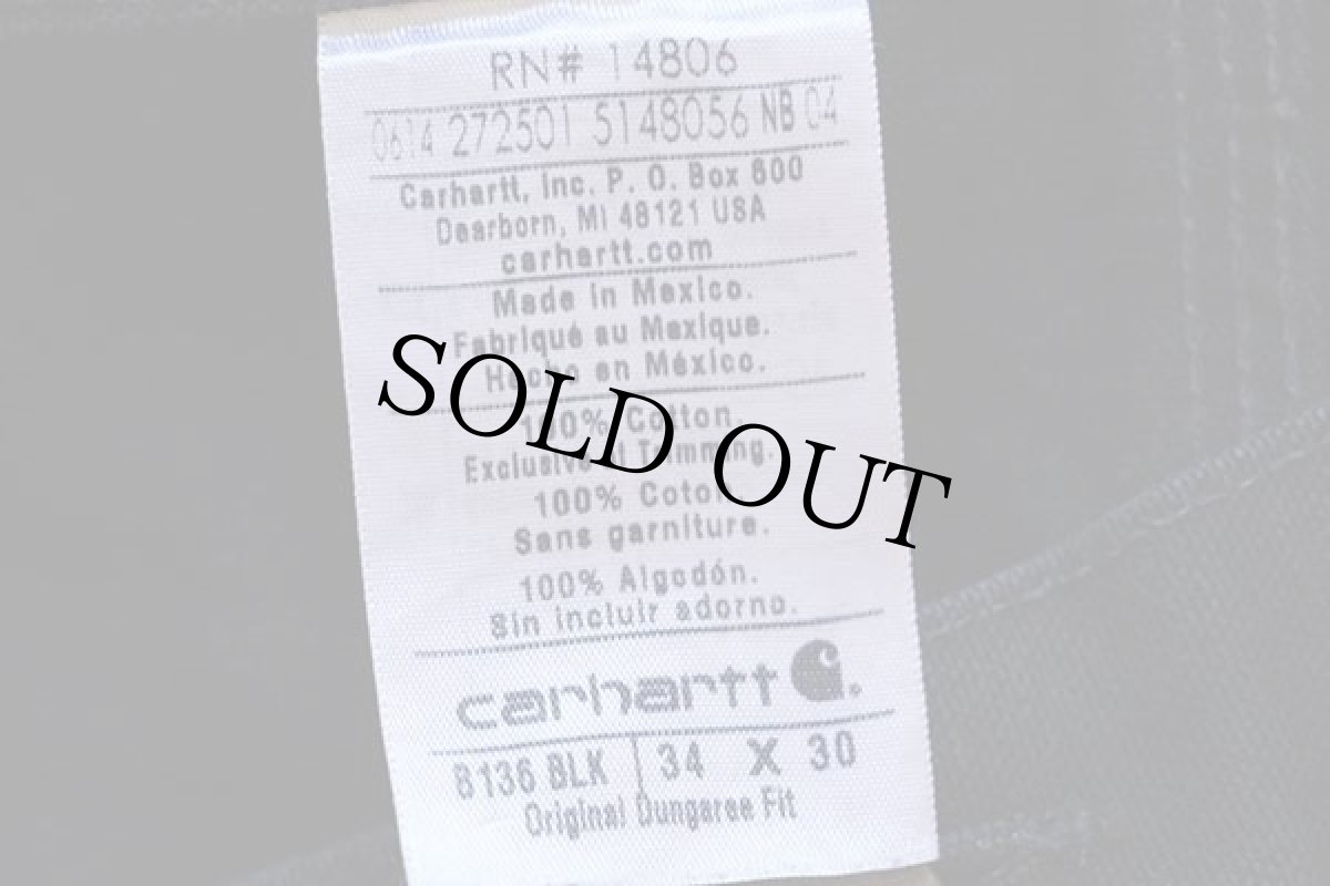 画像6: メキシコ製 carharttカーハート ダブルニー ダック地 ペインターパンツ 黒 w34 (6)