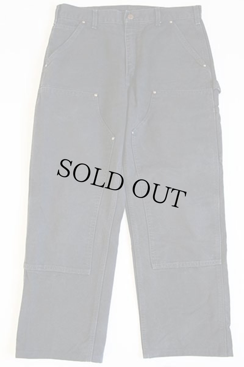 画像2: メキシコ製 carharttカーハート ダブルニー ダック地 ペインターパンツ 黒 w34 (2)