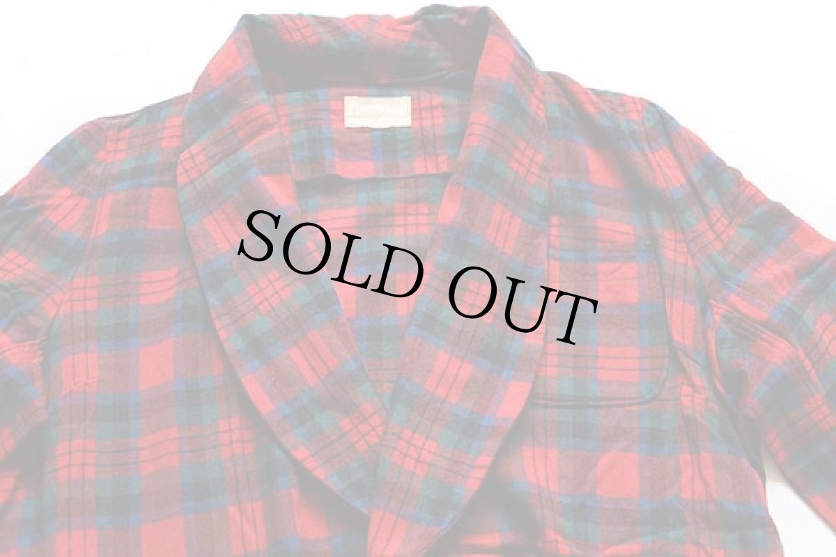 画像4: 60s PENDLETONペンドルトン タータンチェック ショールカラー ウールガウン (4)