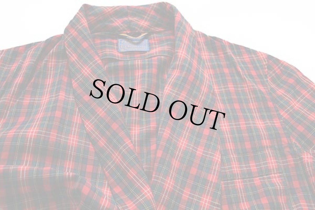 画像4: 70s USA製 SIR PENDLETONサーペンドルトン タータンチェック ショールカラー ウールガウン L (4)