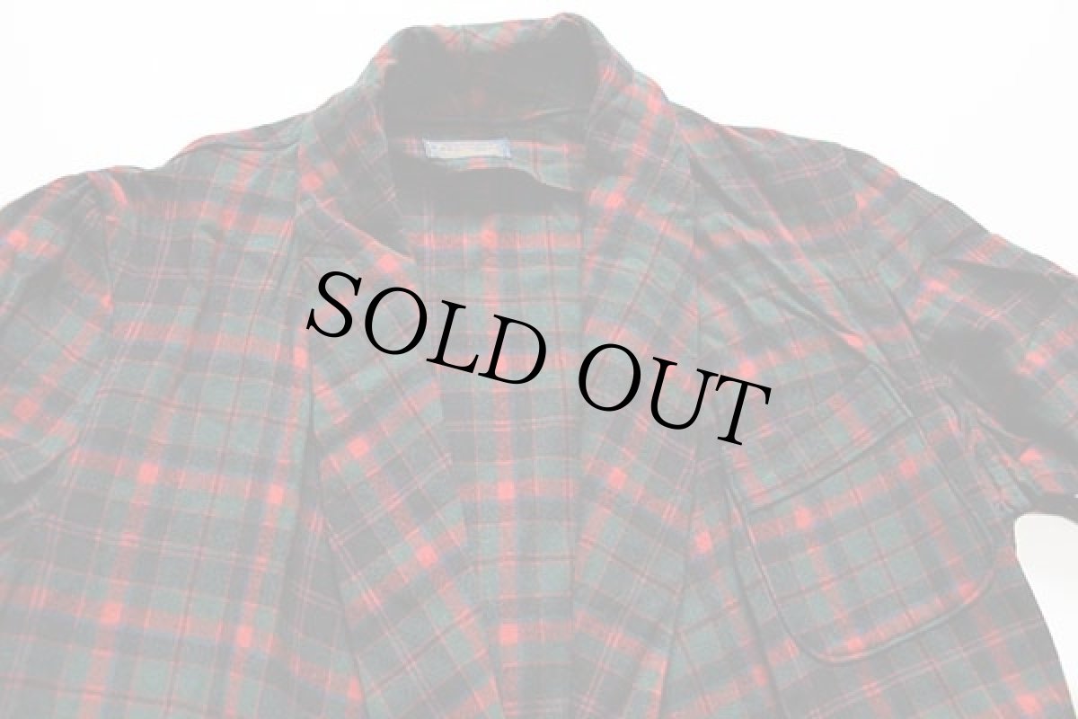 画像4: 50s PENDLETONペンドルトン チェック ショールカラー ウールガウン (4)