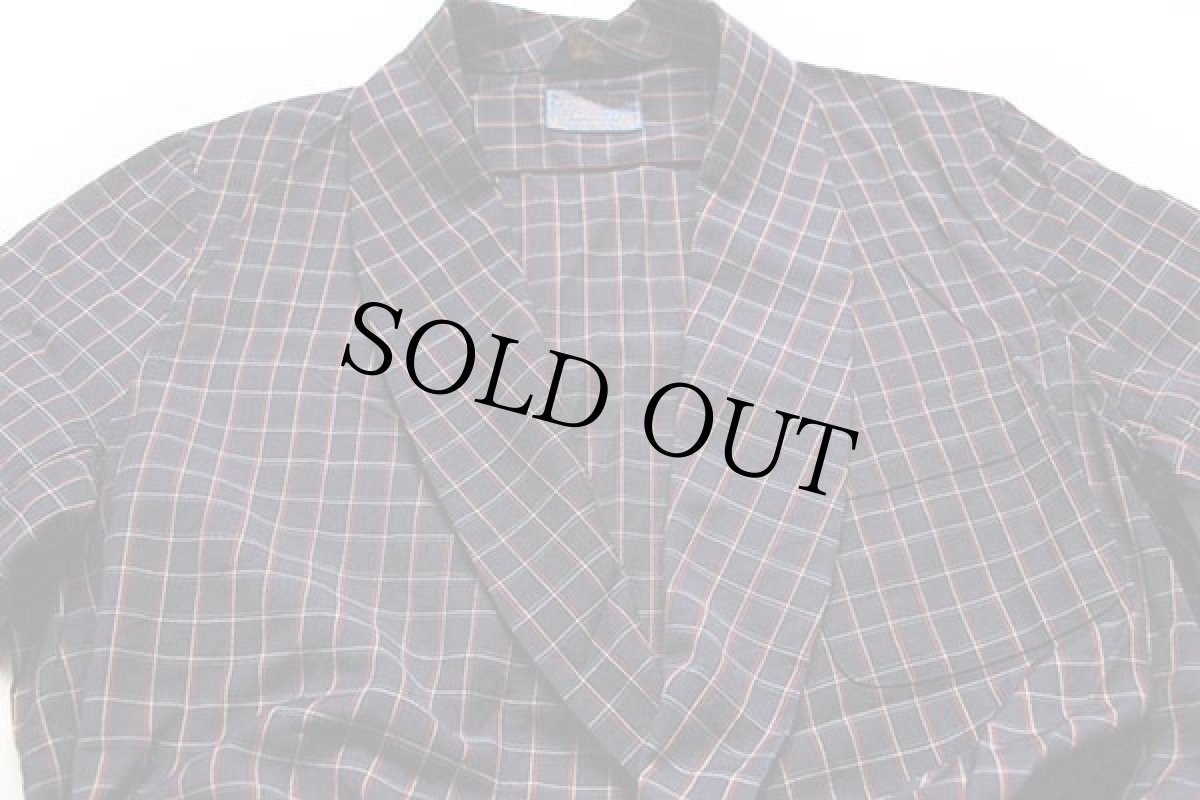 画像4: 70s USA製 SIR PENDLETONサーペンドルトン チェック ショールカラー ウールガウン M (4)