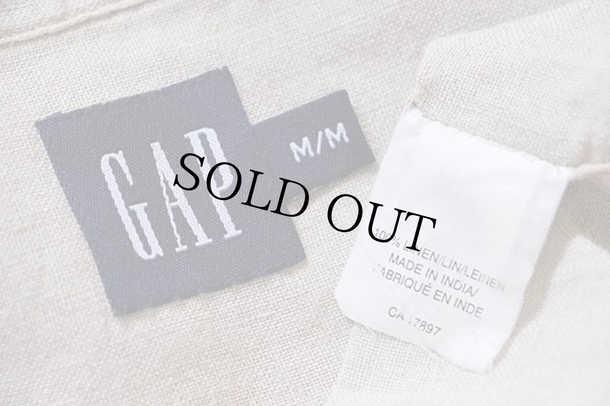 画像3: 00s GAPギャップ 無地 リネンシャツ ベージュ M (3)