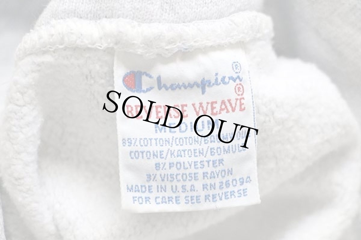 画像3: 90s USA製 Championチャンピオン ワンポイント リバースウィーブ スウェットパーカー 杢グレー M (3)