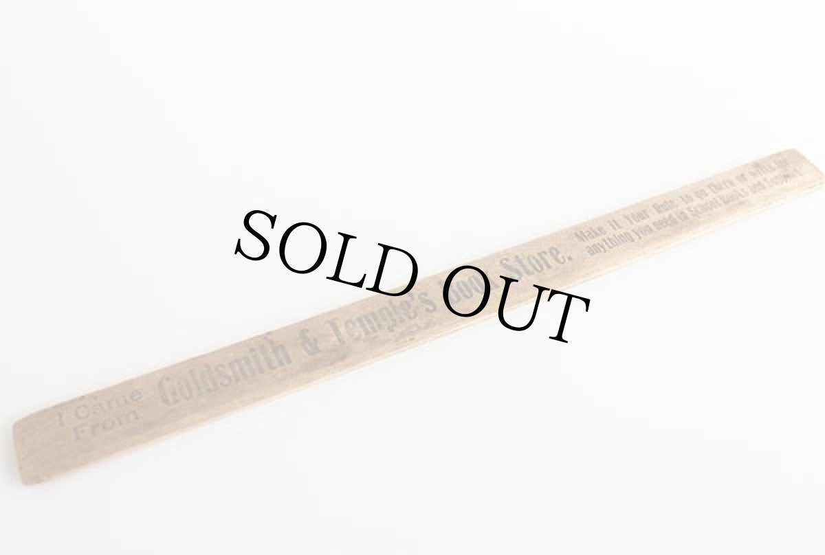 画像2: ビンテージ Goldsmith&Temple's Book Store. インチ ウッド ルーラー (2)