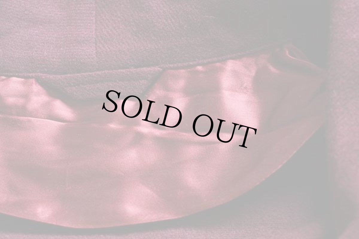 画像5: 40s UNKNOWN ショールカラー スモーキング ウールガウン ワインレッド (5)