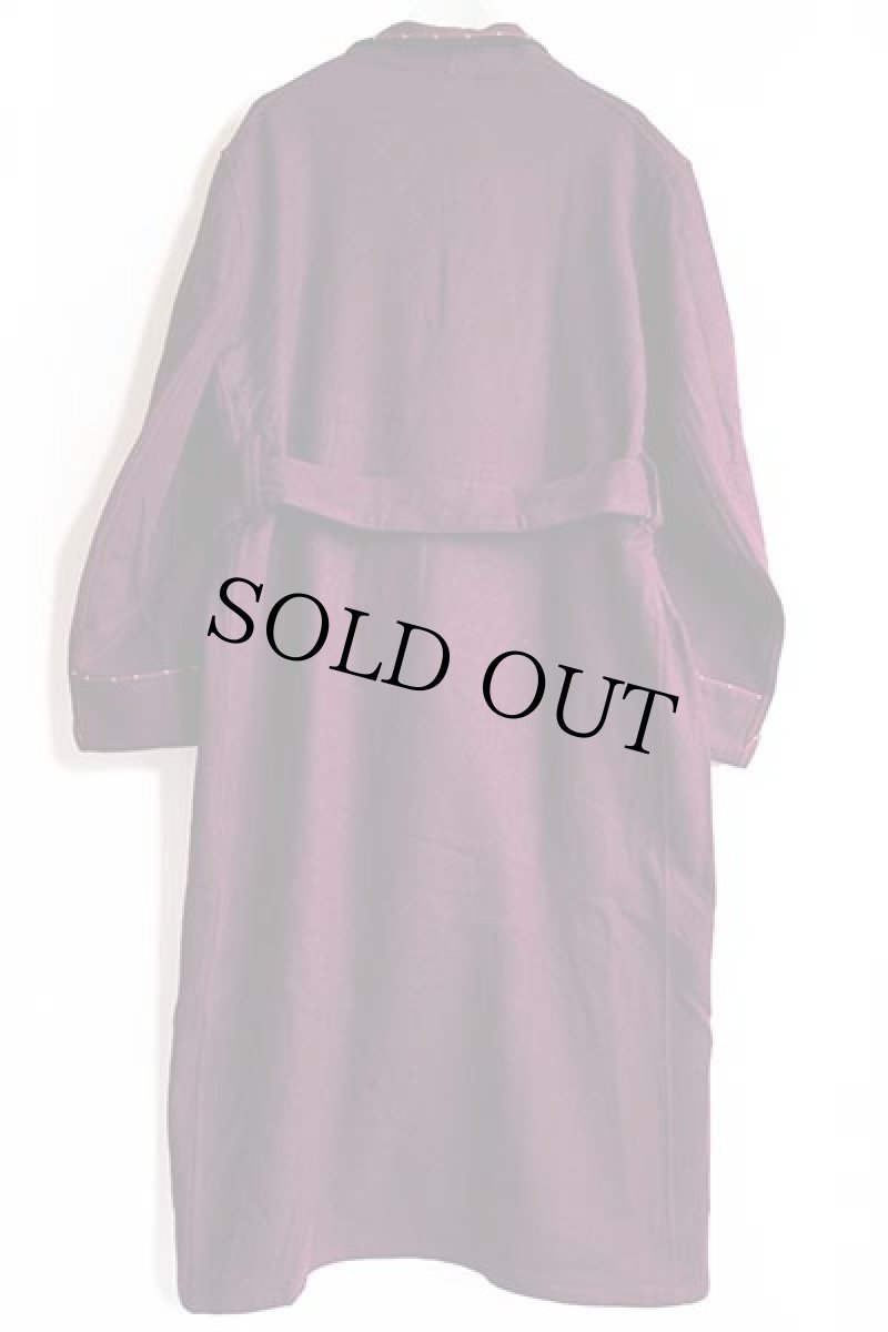 画像3: 40s UNKNOWN ショールカラー スモーキング ウールガウン ワインレッド (3)