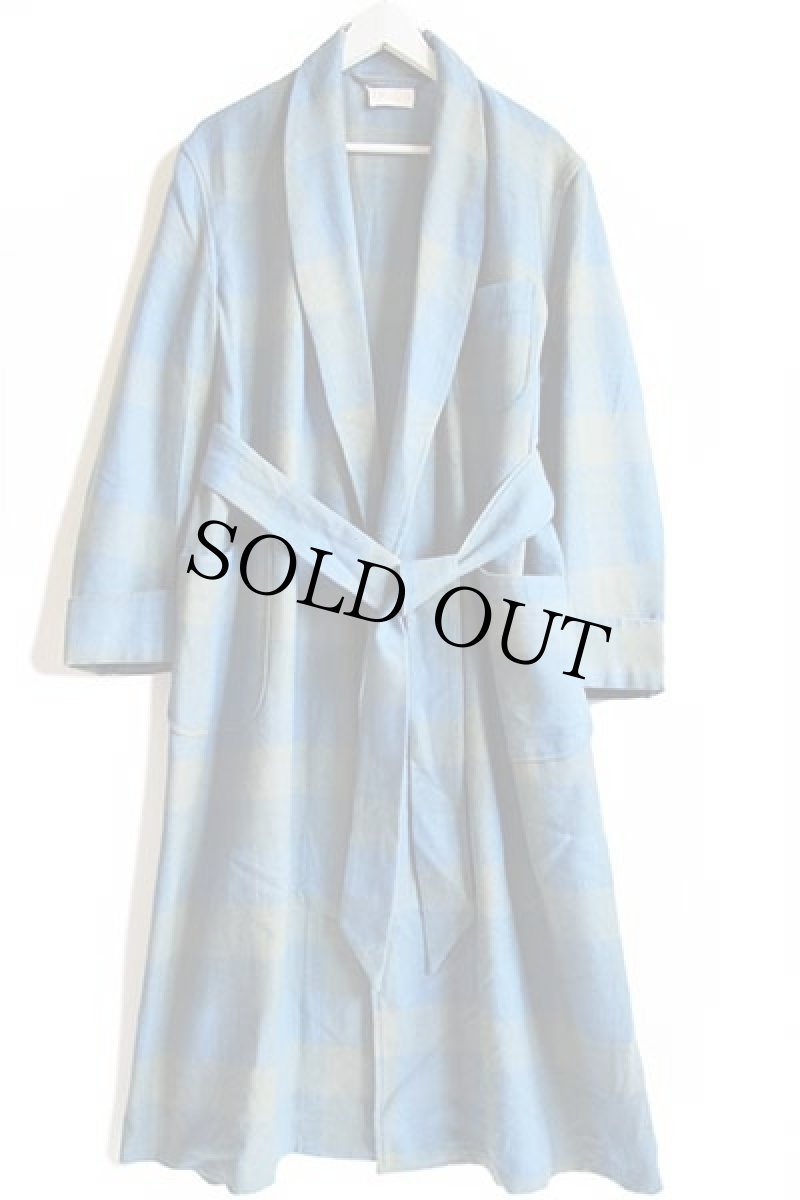 画像2: 50s SteinFelds チェック ショールカラー ウールガウン (2)