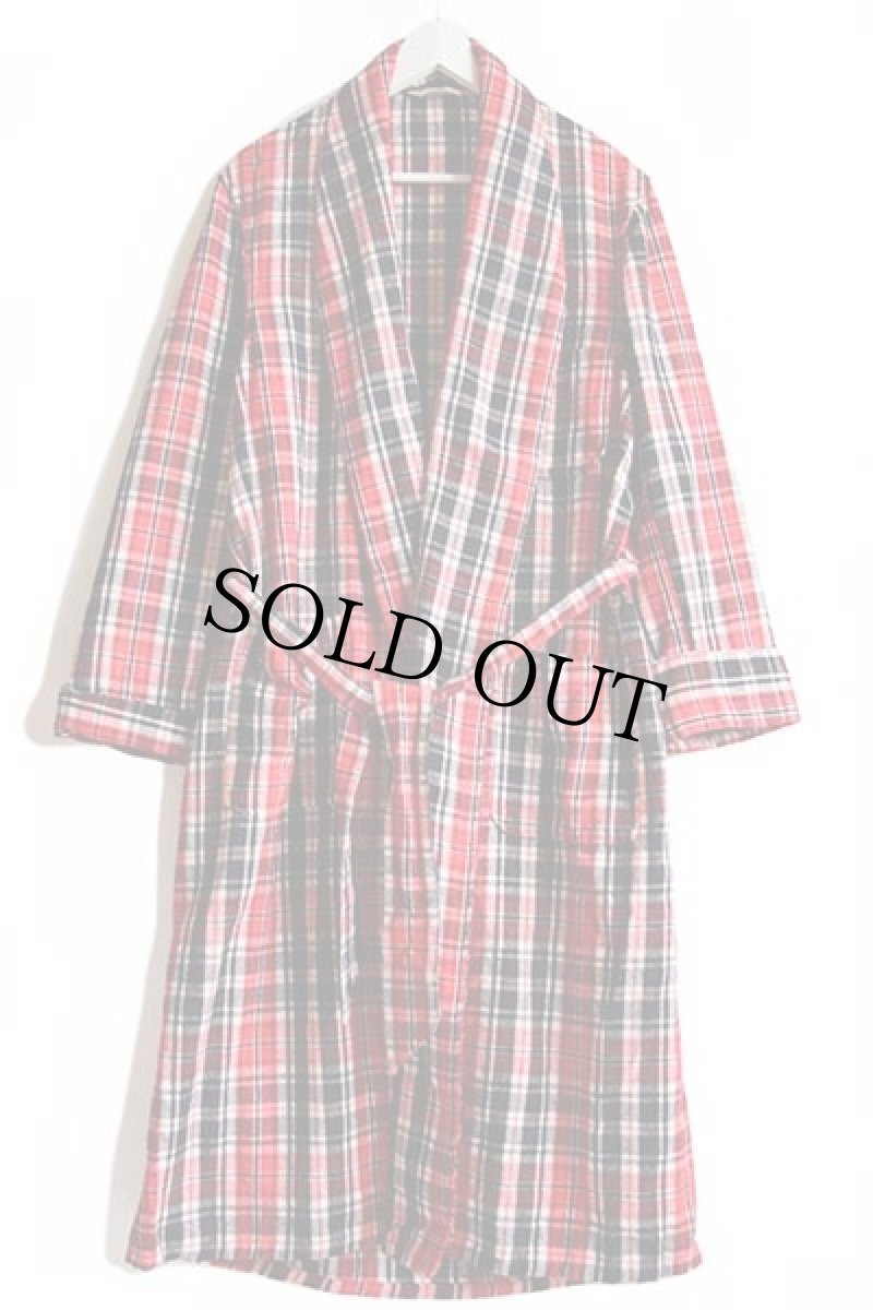 画像2: 60s PILGRIMピルグリム チェック ショールカラー ウールガウン M (2)