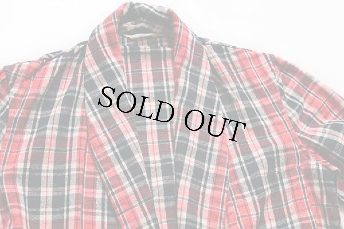 画像4: 60s PILGRIMピルグリム チェック ショールカラー ウールガウン M (4)