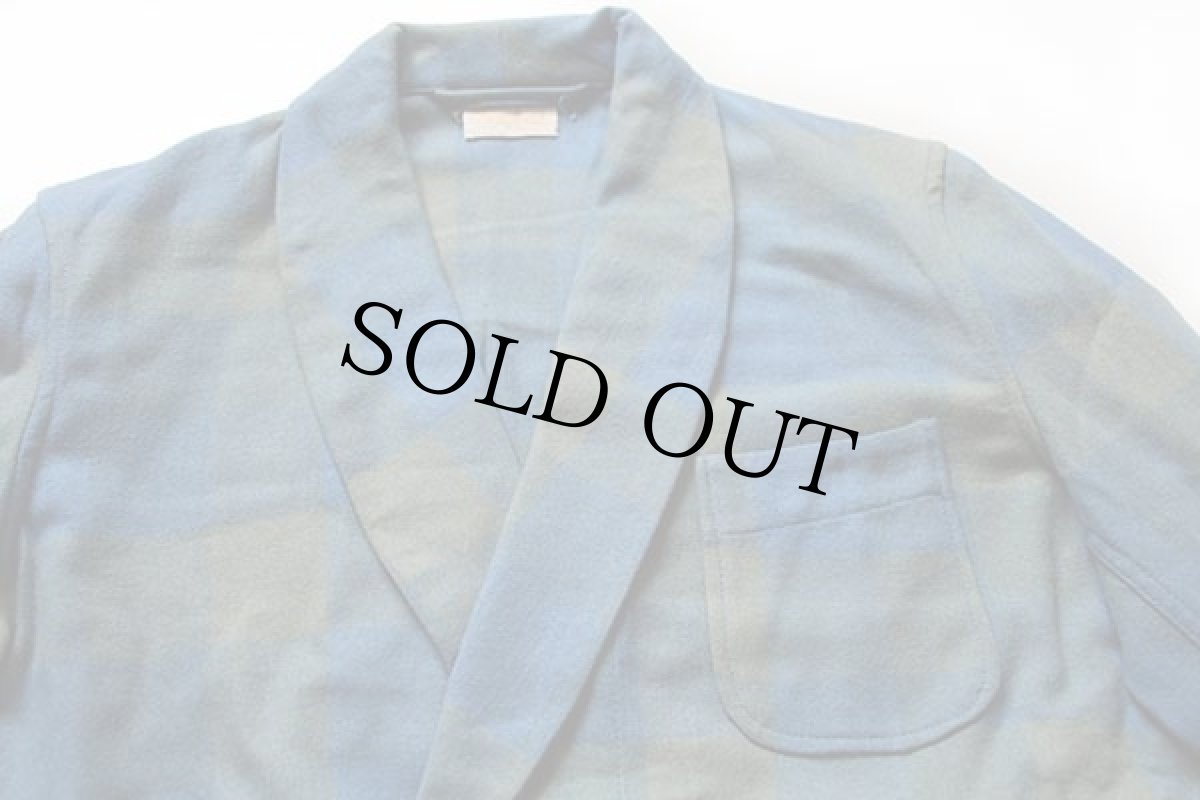 画像4: 50s SteinFelds チェック ショールカラー ウールガウン (4)