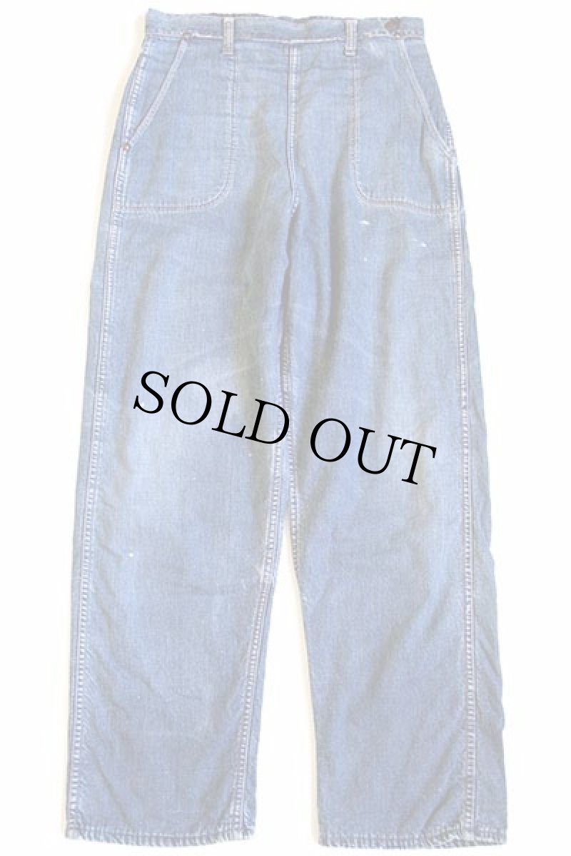 画像2: 50s UNKNOWN ネルライナー インディゴ デニム ランチパンツ ペンキ飛び w31 (2)