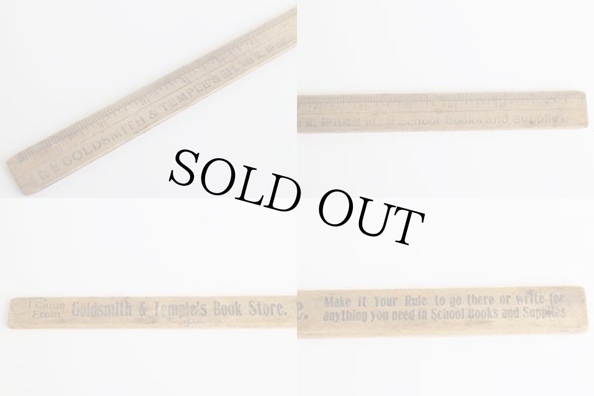 画像3: ビンテージ Goldsmith&Temple's Book Store. インチ ウッド ルーラー (3)