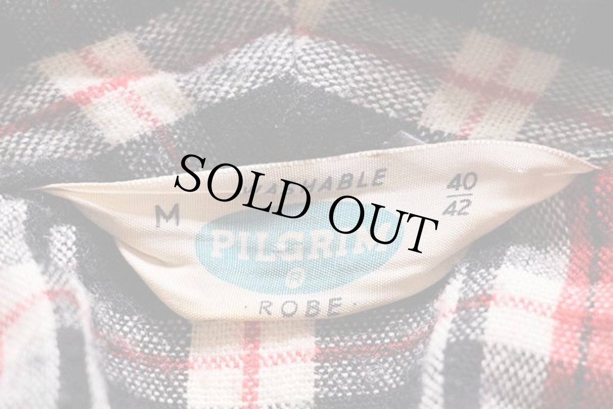 画像5: 60s PILGRIMピルグリム チェック ショールカラー ウールガウン M (5)