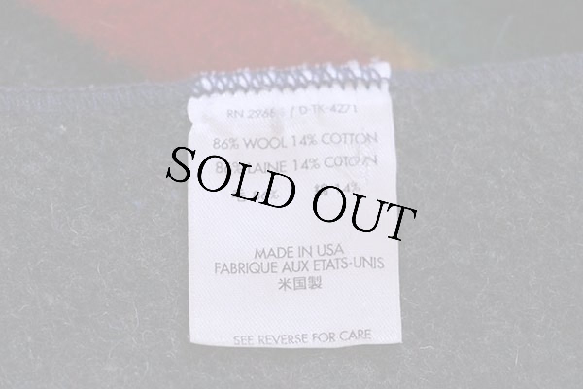 画像4: 90s USA製 PENDLETONペンドルトン YAKIMA ランダムボーダー ウール ブランケット (4)