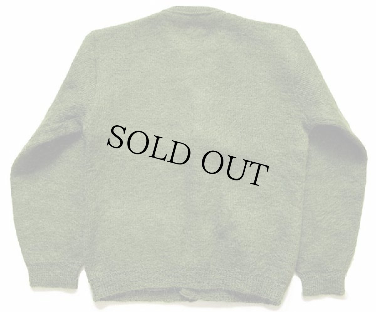 画像2: 60s UNKNOWN モヘヤ ニット カーディガン 緑 (2)